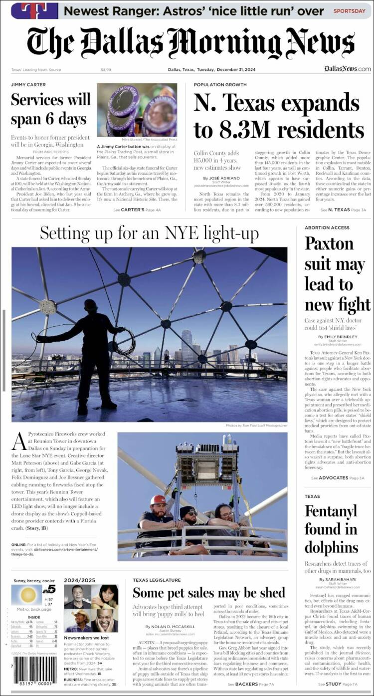 Portada de Dallas Morning News (USA)