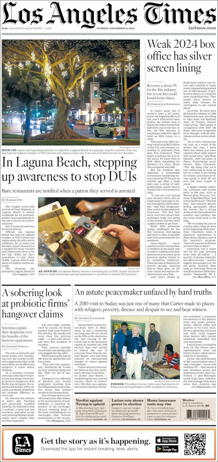 Portada de Los Angeles Times (USA)