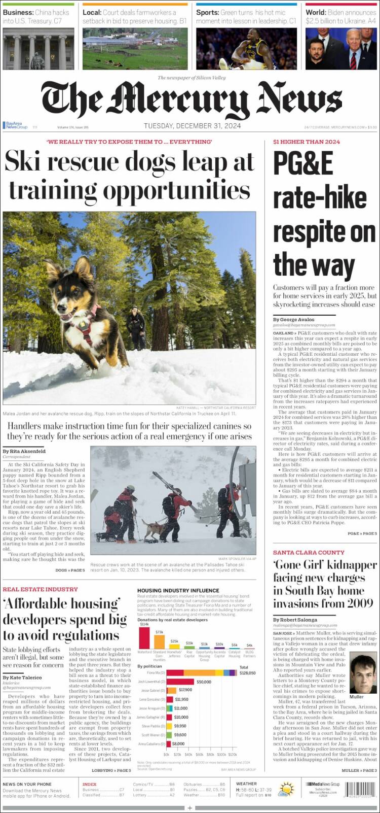 Portada de San Jose Mercury News (USA)
