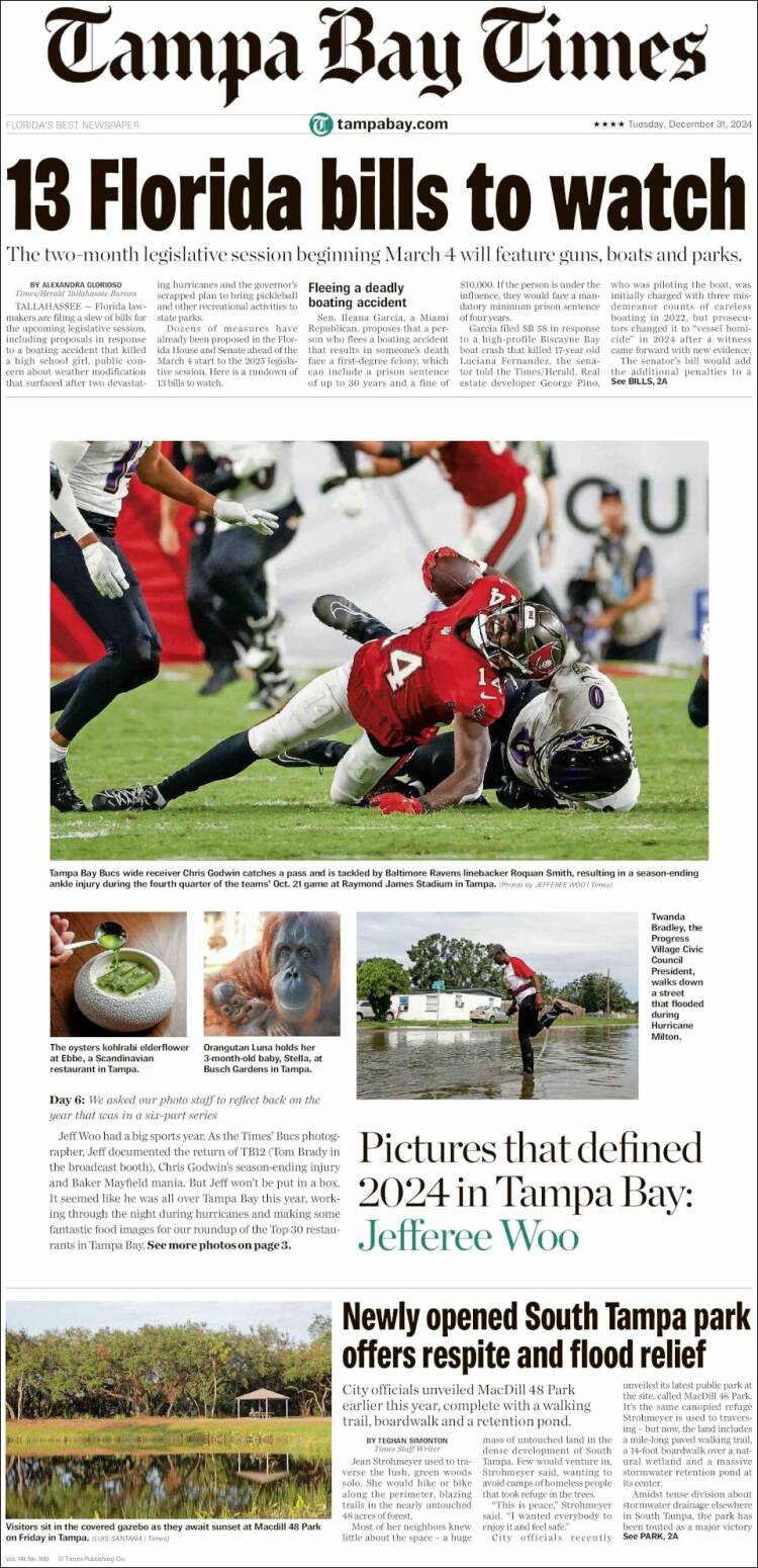 Portada de Tampa Bay Times (USA)