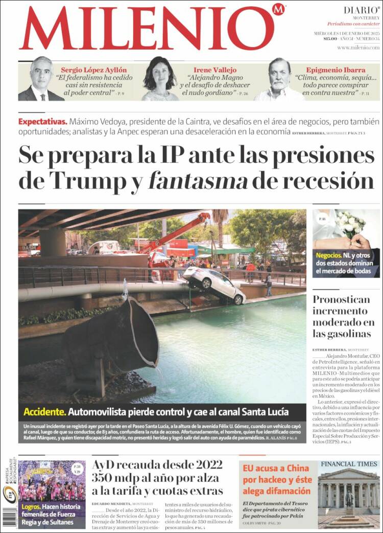 Portada de Milenio de Monterrey (México)
