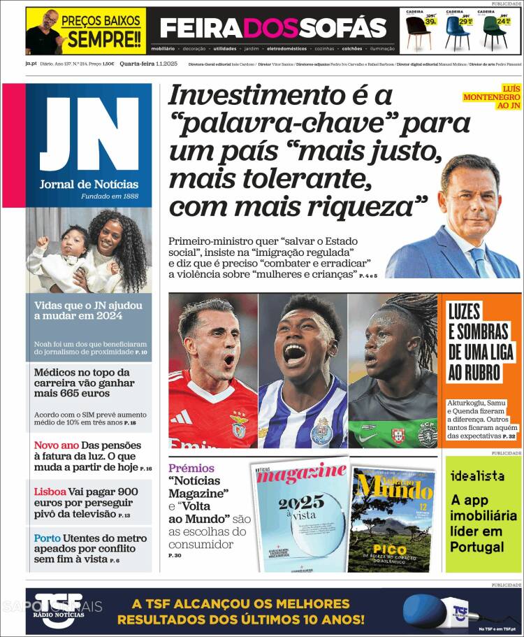 Portada de Jornal de Notícias (Portugal)