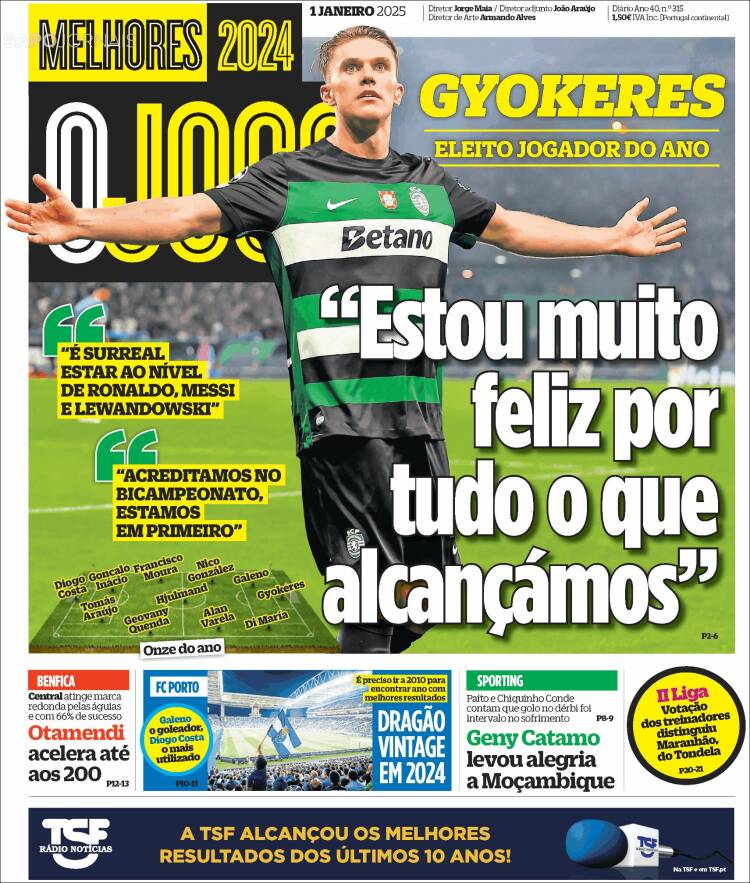 Portada de O Jogo (Portugal)