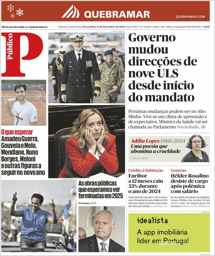 Portada de Público (Portugal)