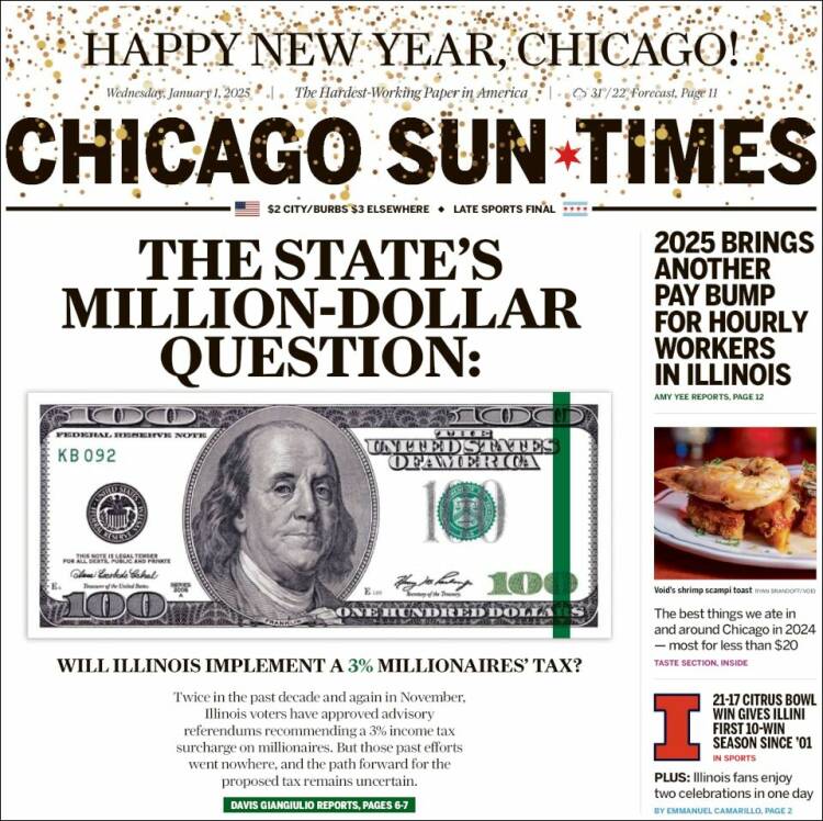 Portada de Chicago Sun-Times (USA)