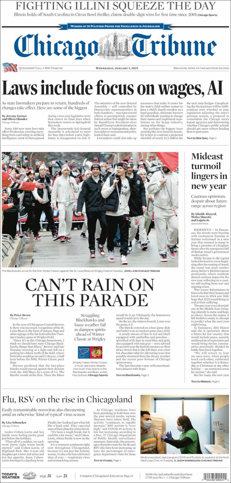 Portada de Chicago Tribune (USA)