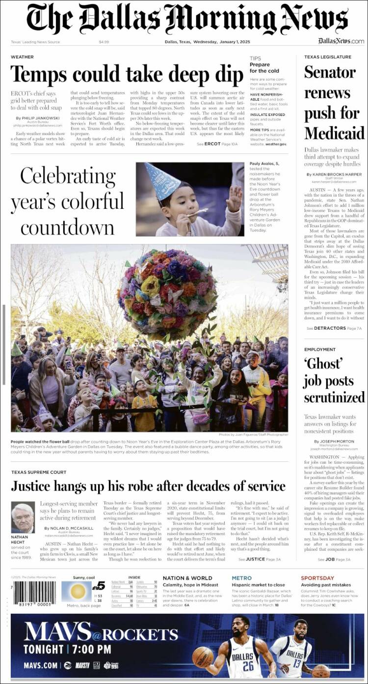 Portada de Dallas Morning News (USA)
