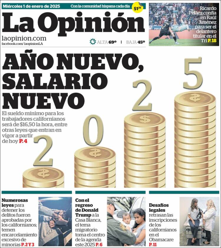 Portada de La Opinión (USA)