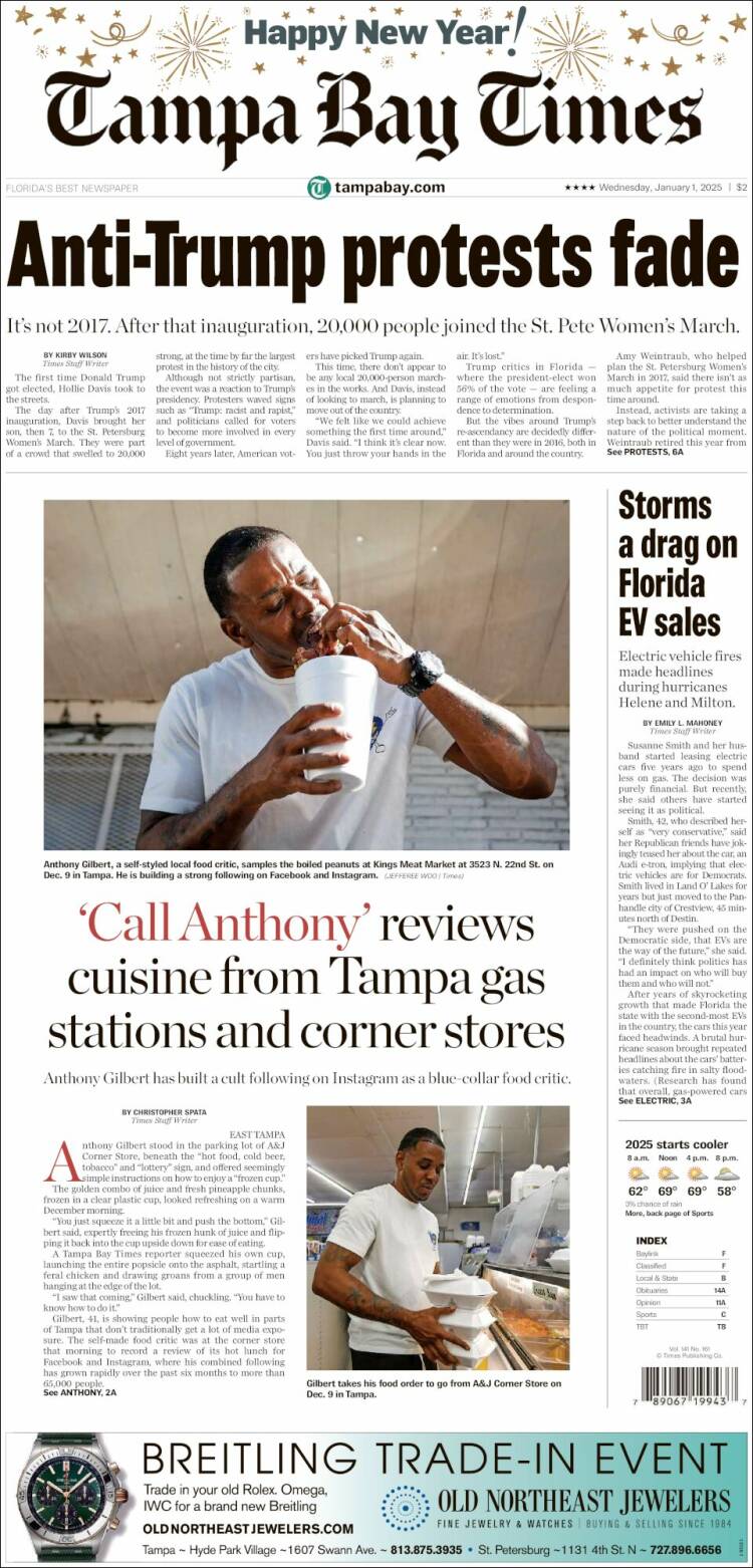 Portada de Tampa Bay Times (USA)