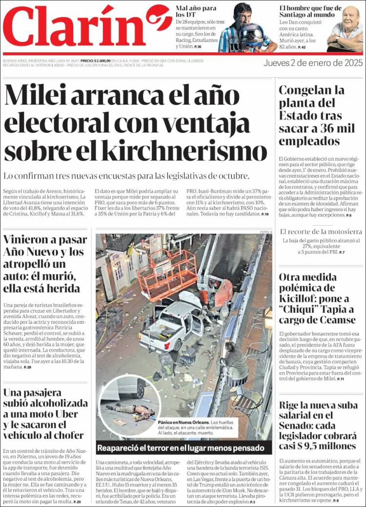 Portada de Clarín (Argentina)
