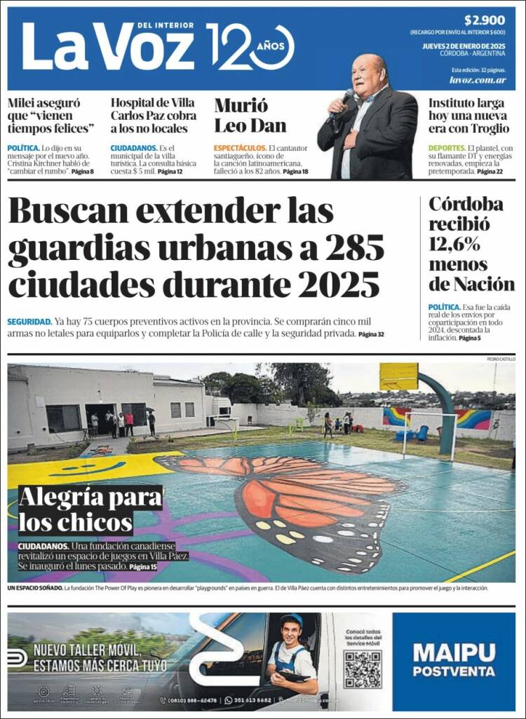 Portada de La Voz del Interior (Argentina)