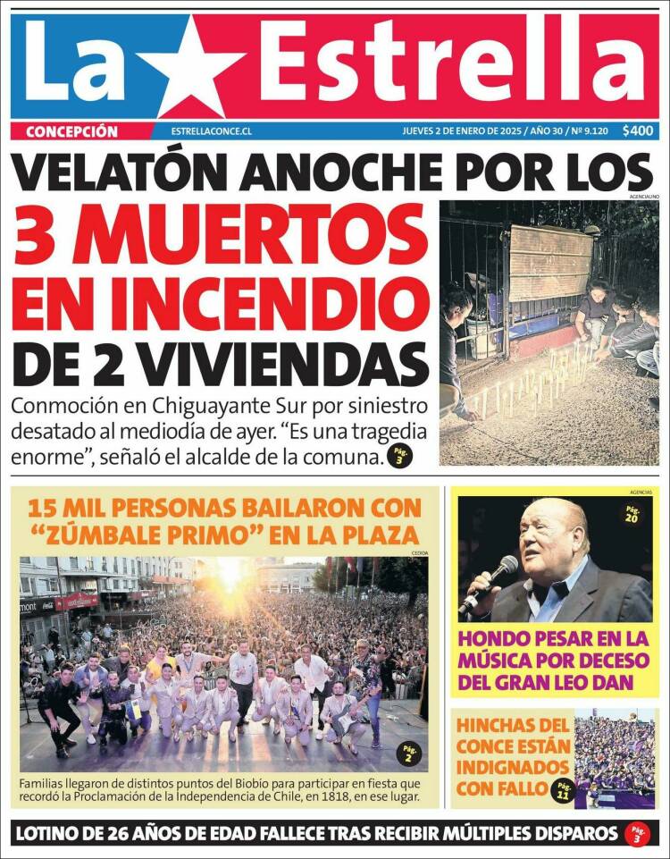 Portada de La Estrella de Concepción (Chile)
