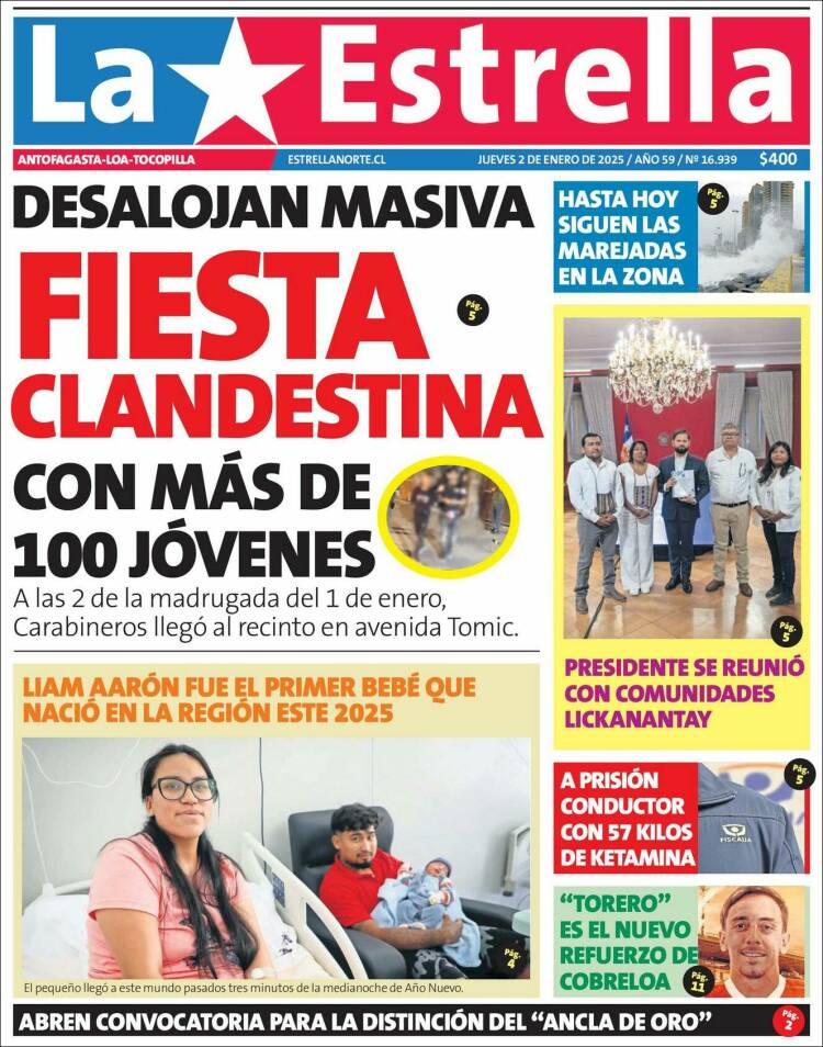 Portada de La Estrella de Tocopilla (Chile)