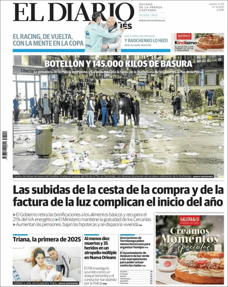 Portada de El Diario Montañés (España)