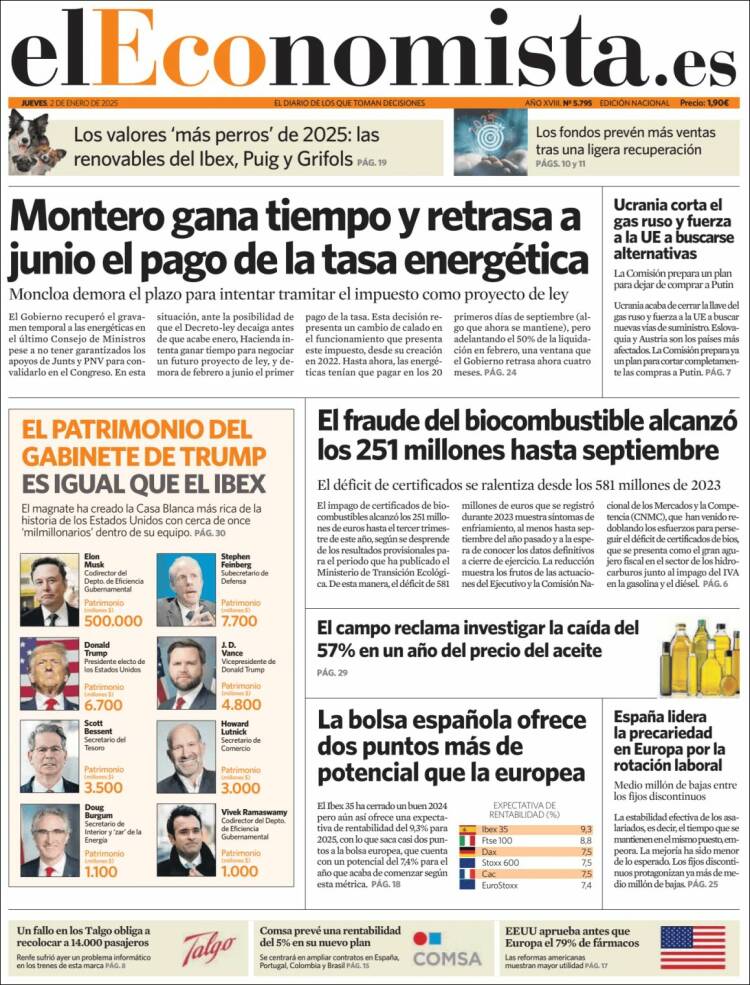 Portada de El Economista (España)