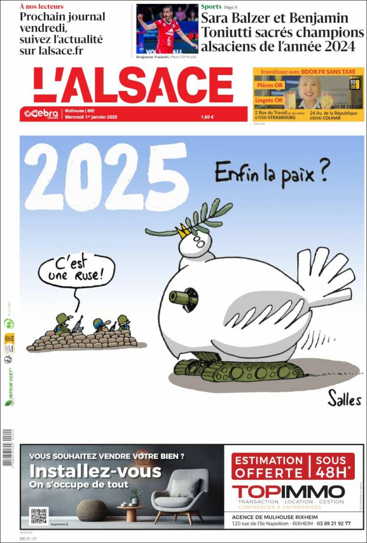 Portada de Journal L'Alsace (Francia)