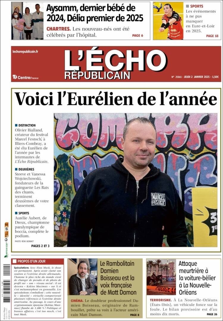 Portada de L'Echo Républicain (Francia)