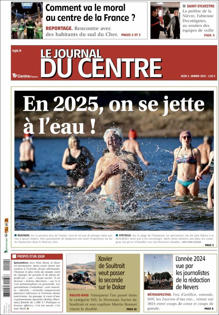 Portada de Le Journal du Centre (Francia)