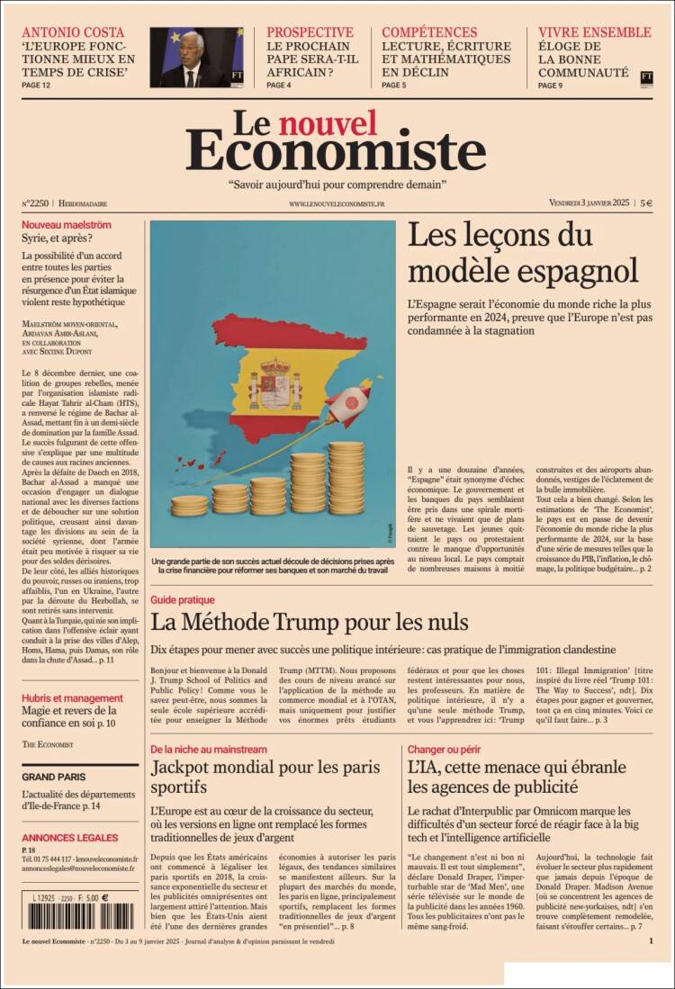 Portada de Le nouvel Economiste (Francia)