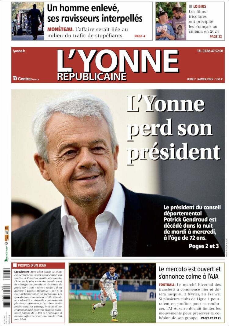 Portada de L'Yonne-Républicaine (Francia)