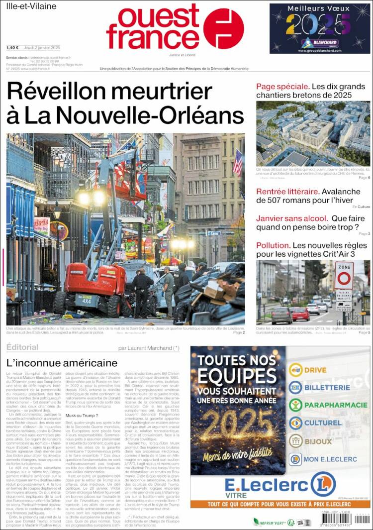 Portada de Ouest France (Francia)