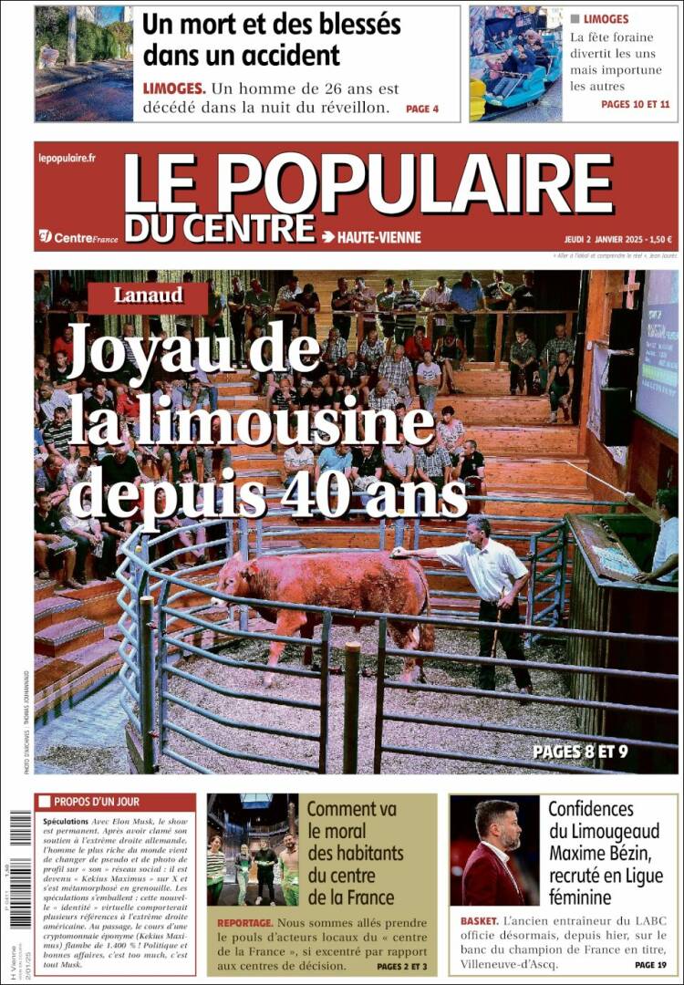 Portada de Le Populaire du Centre (Francia)