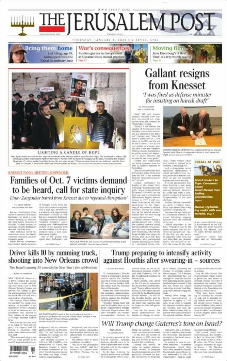 Portada de The Jerusalem Post (Israel)