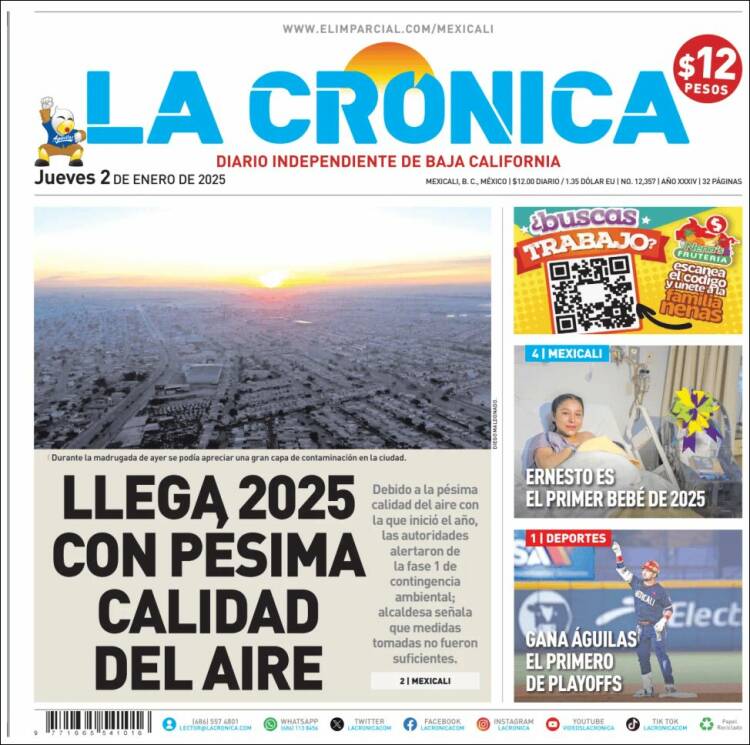 Portada de La Crónica de Baja California (M&eacute;xico)