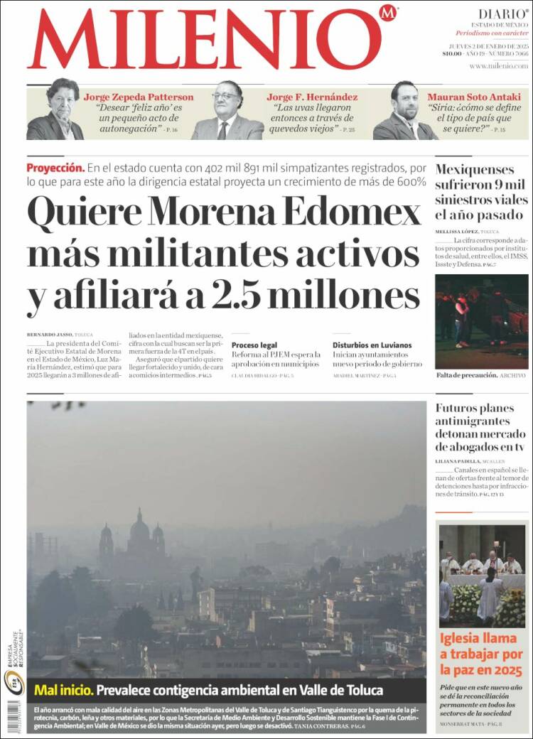 Portada de Milenio - Estado de México (M&eacute;xico)