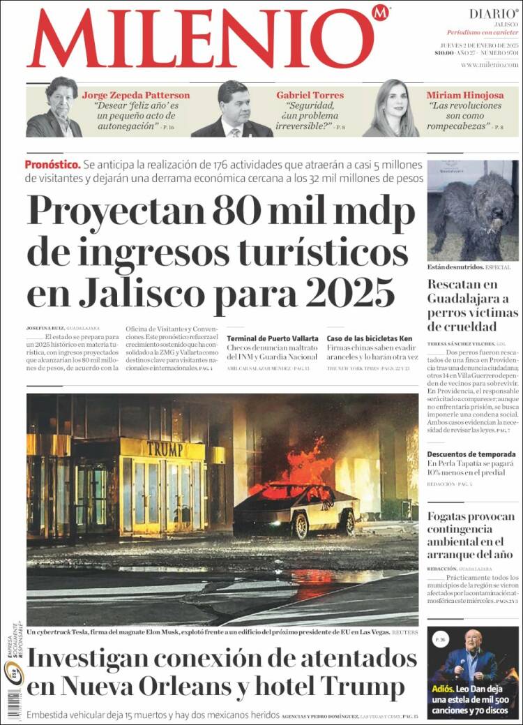 Portada de Milenio - Jalisco (M&eacute;xico)