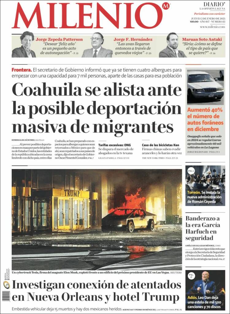Portada de Milenio - Laguna (M&eacute;xico)