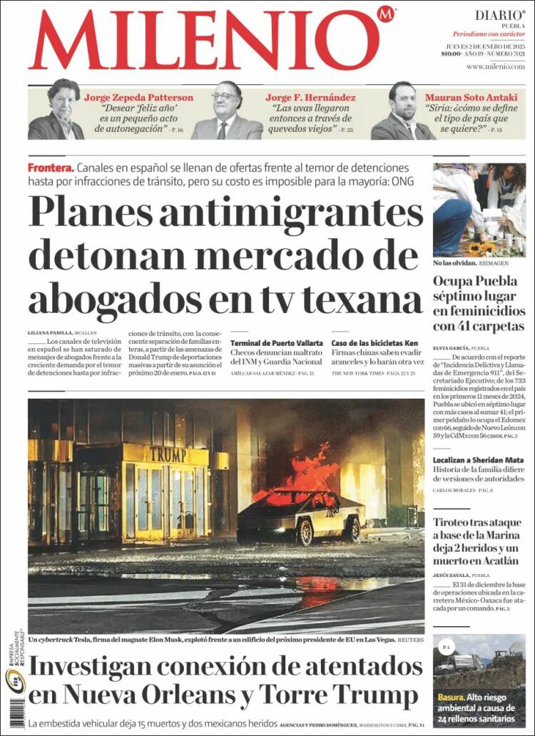 Portada de Milenio de Puebla (M&eacute;xico)