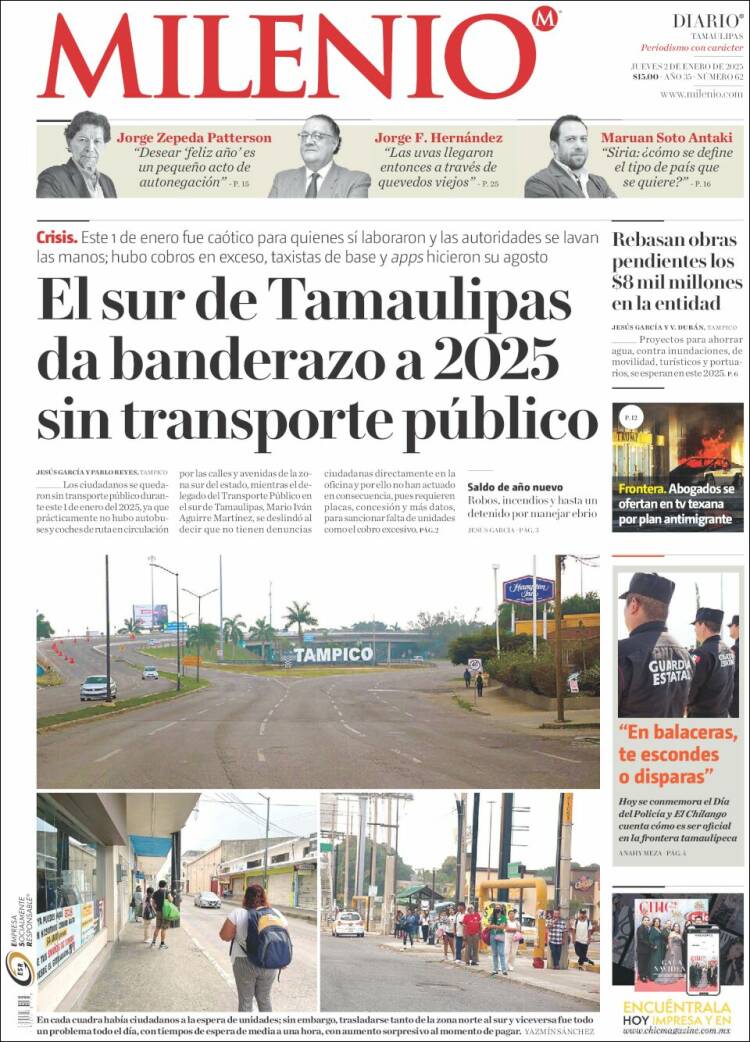 Portada de Milenio - Tamaulipas (M&eacute;xico)
