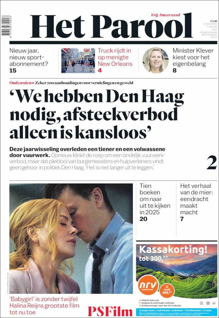 Portada de Het Parool (Pa&iacute;ses Bajos)