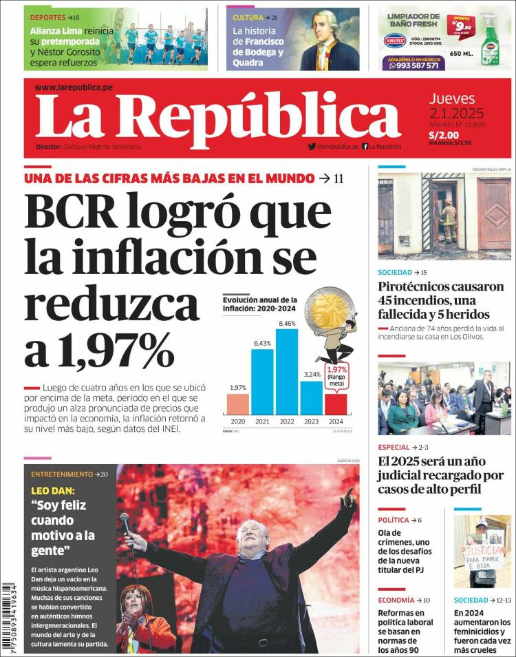 Portada de La Republica (Perú)