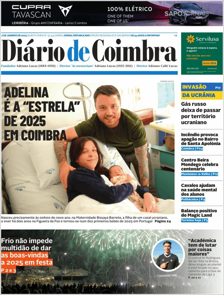 Portada de Diário de Coimbra (Portugal)