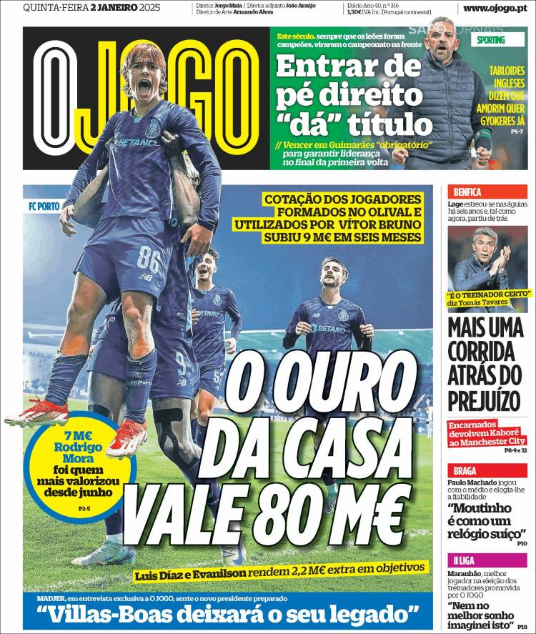 Portada de O Jogo (Portugal)