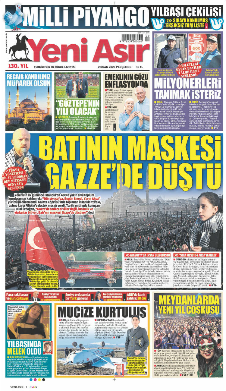 Portada de Yeni Asır (Turqu&iacute;a)