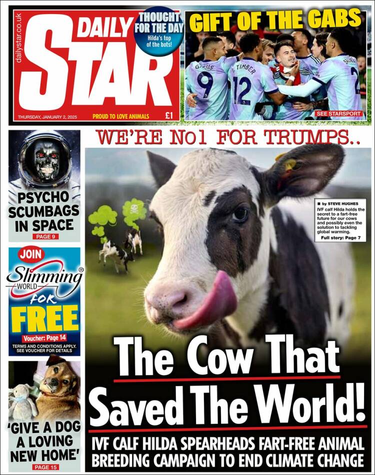 Portada de Daily Star (Reino Unido)