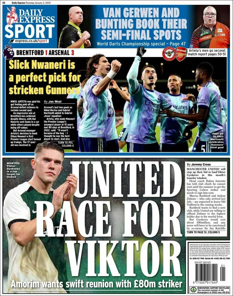 Portada de Express Sport (Reino Unido)