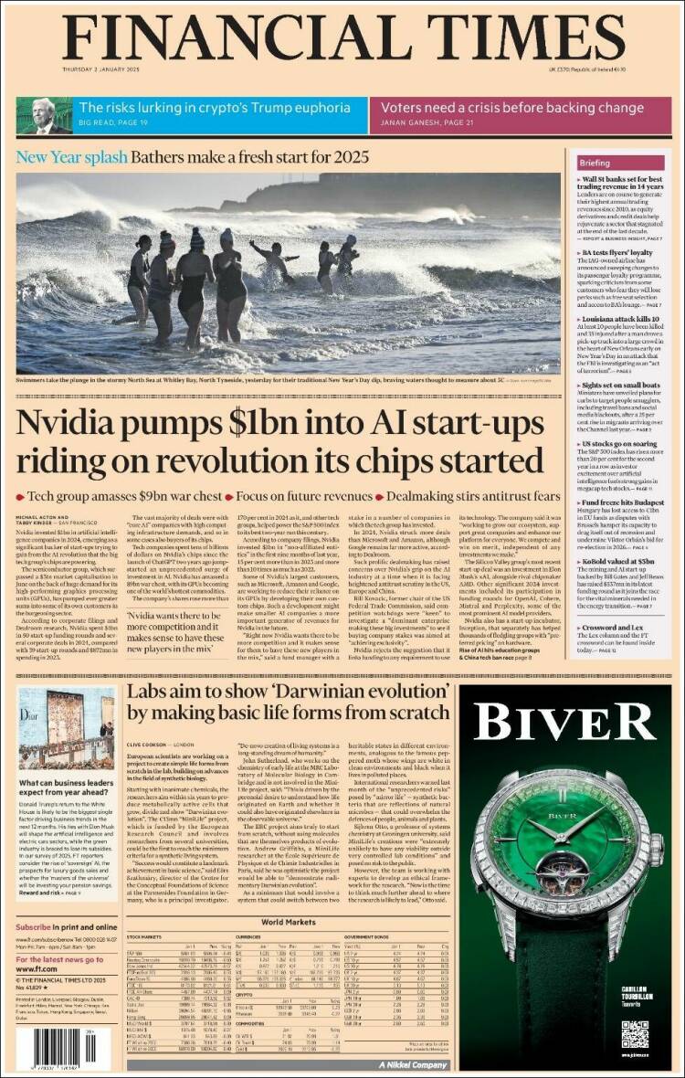 Portada de Financial Times (Reino Unido)