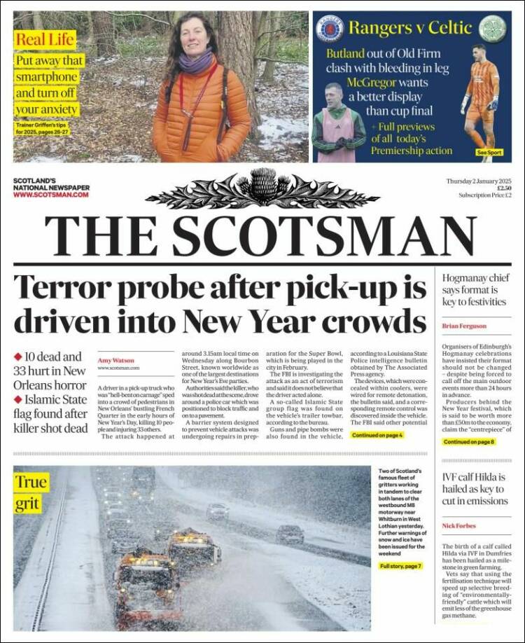 Portada de The Scotsman (Reino Unido)