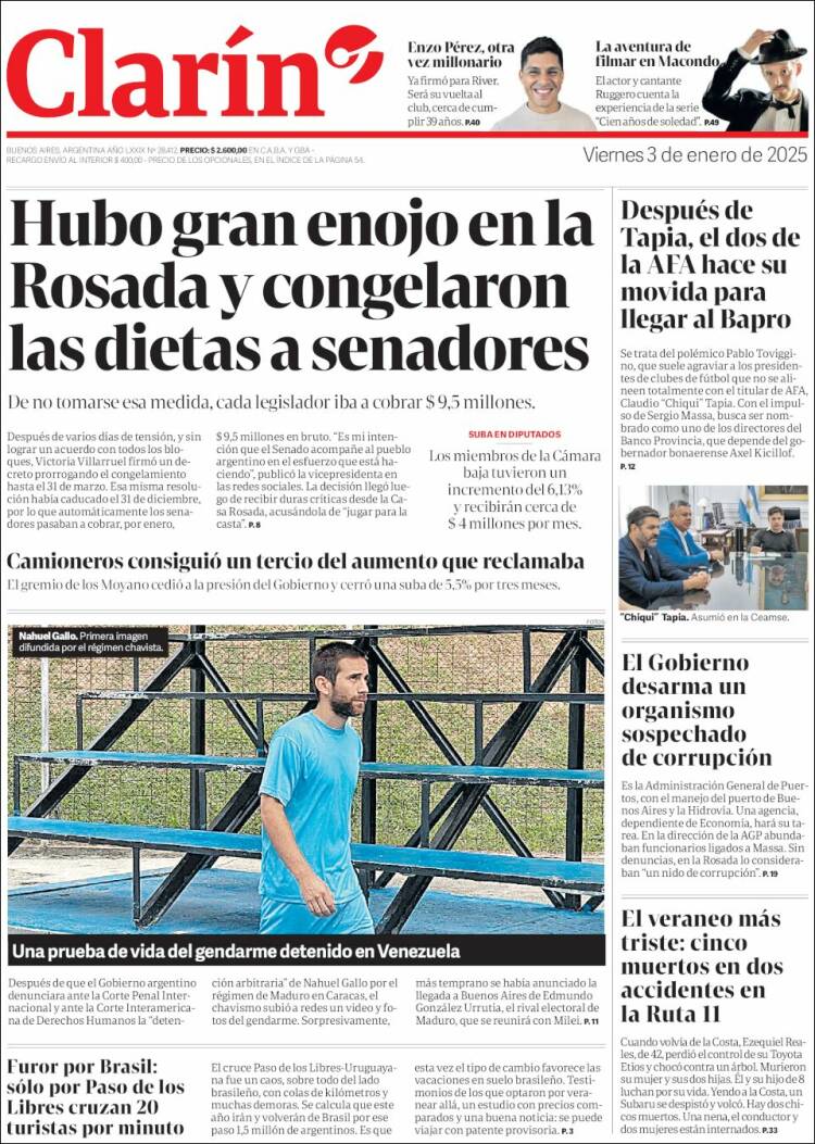 Portada de Clarín (Argentina)