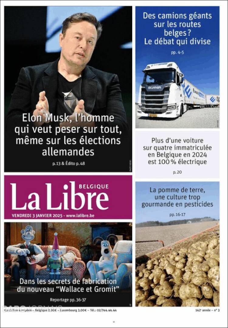 Portada de La Libre.be (B&eacute;lgica)