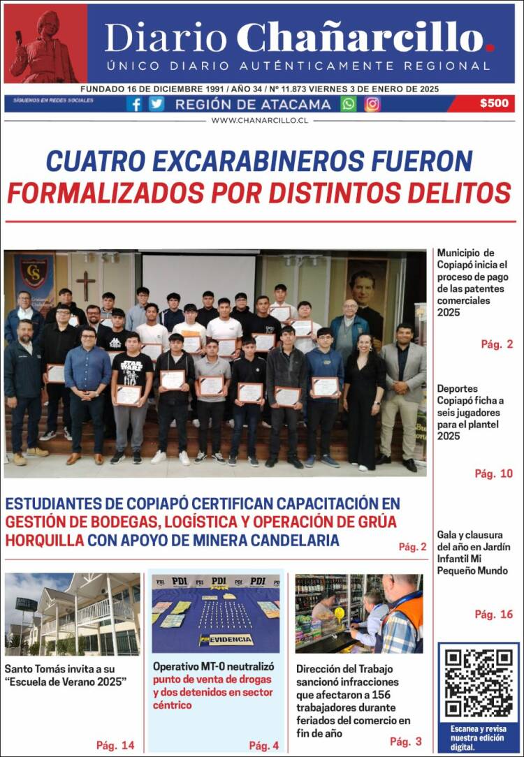 Portada de Diario Chañarcillo (Chile)