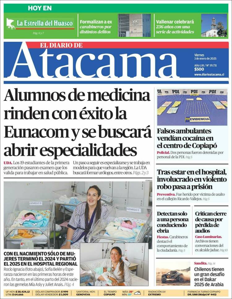 Portada de Diario de Atacama (Chile)