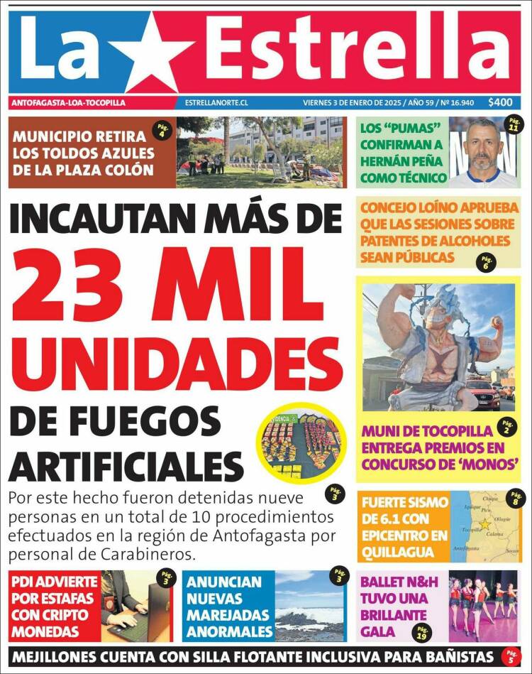 Portada de La Estrella de Loa (Chile)