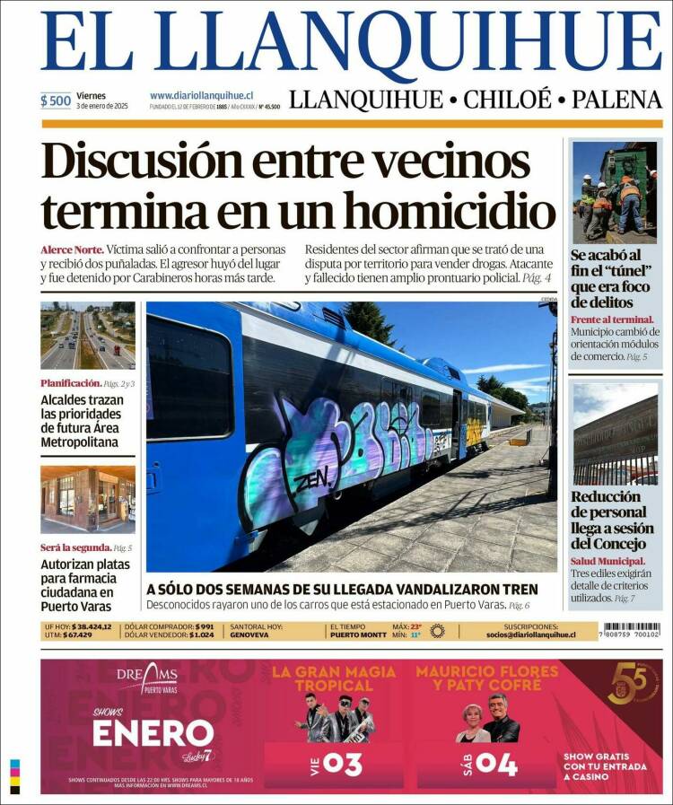 Portada de El Llanquihue (Chile)