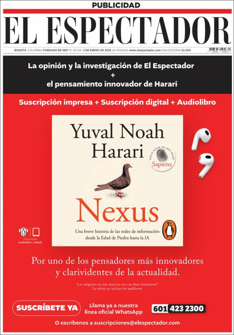 Portada de El Espectador (Colombia)