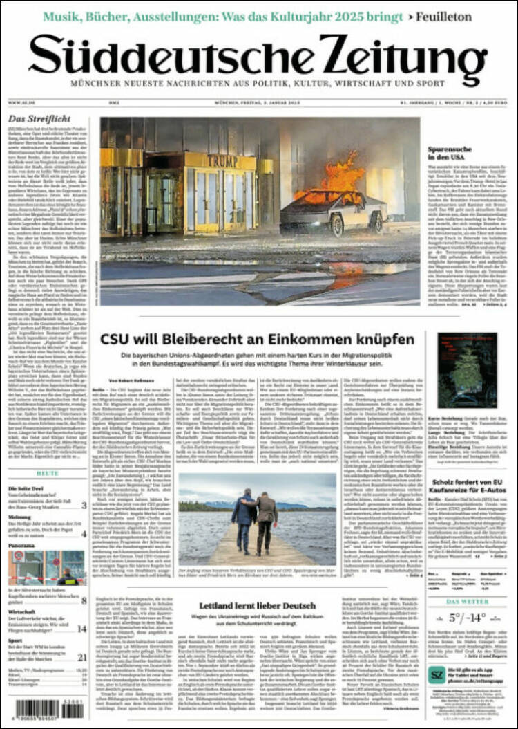Portada de Sueddeutsche (Alemania)